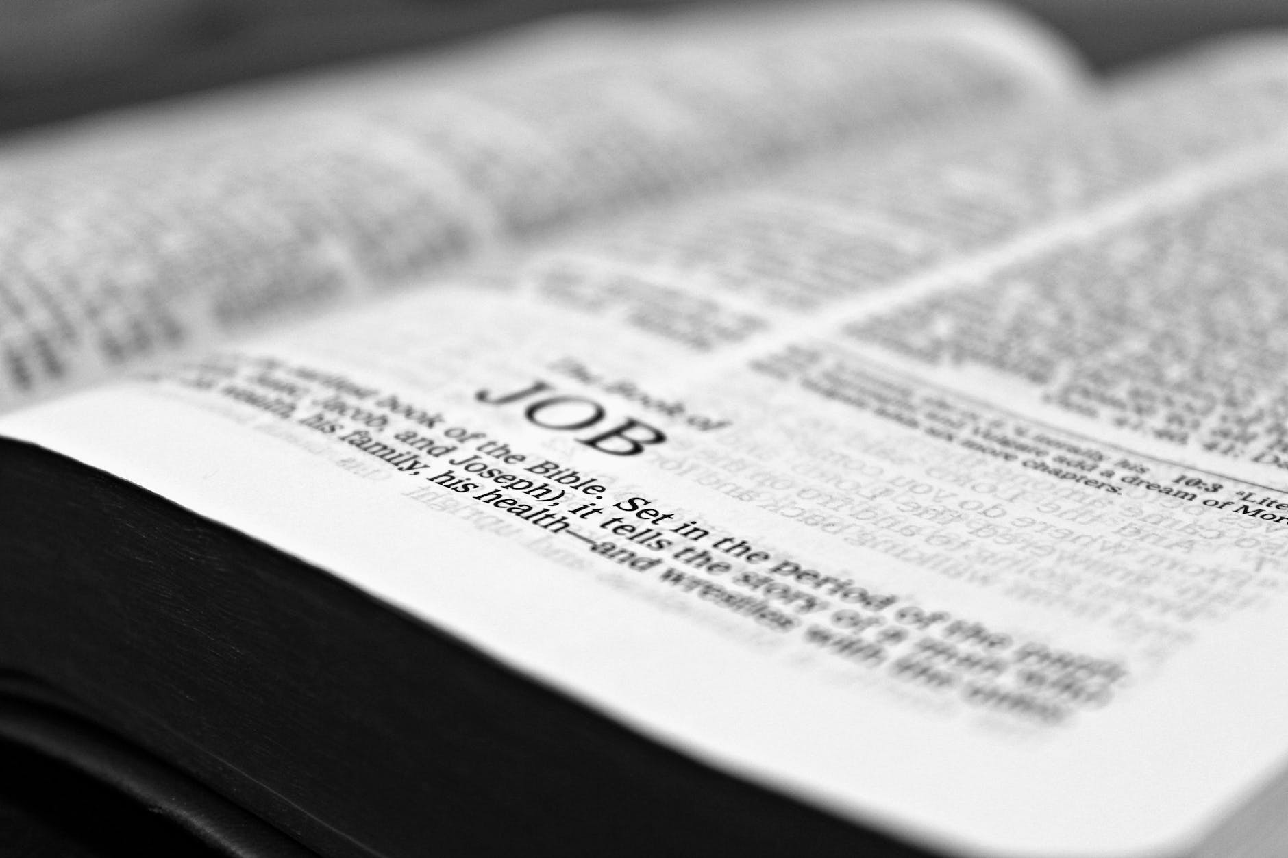 bible turned to the book of Job