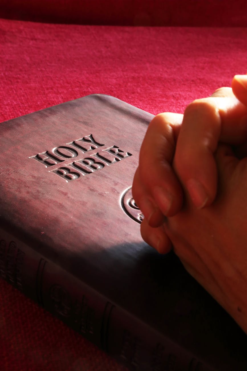 Praying hands and bible