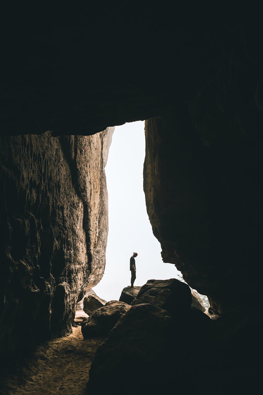 standing in a cave