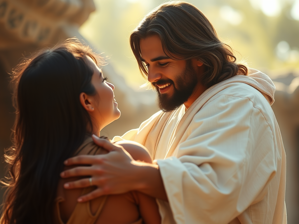 jesus holding someone 