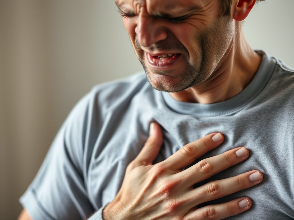 a man holding his chest