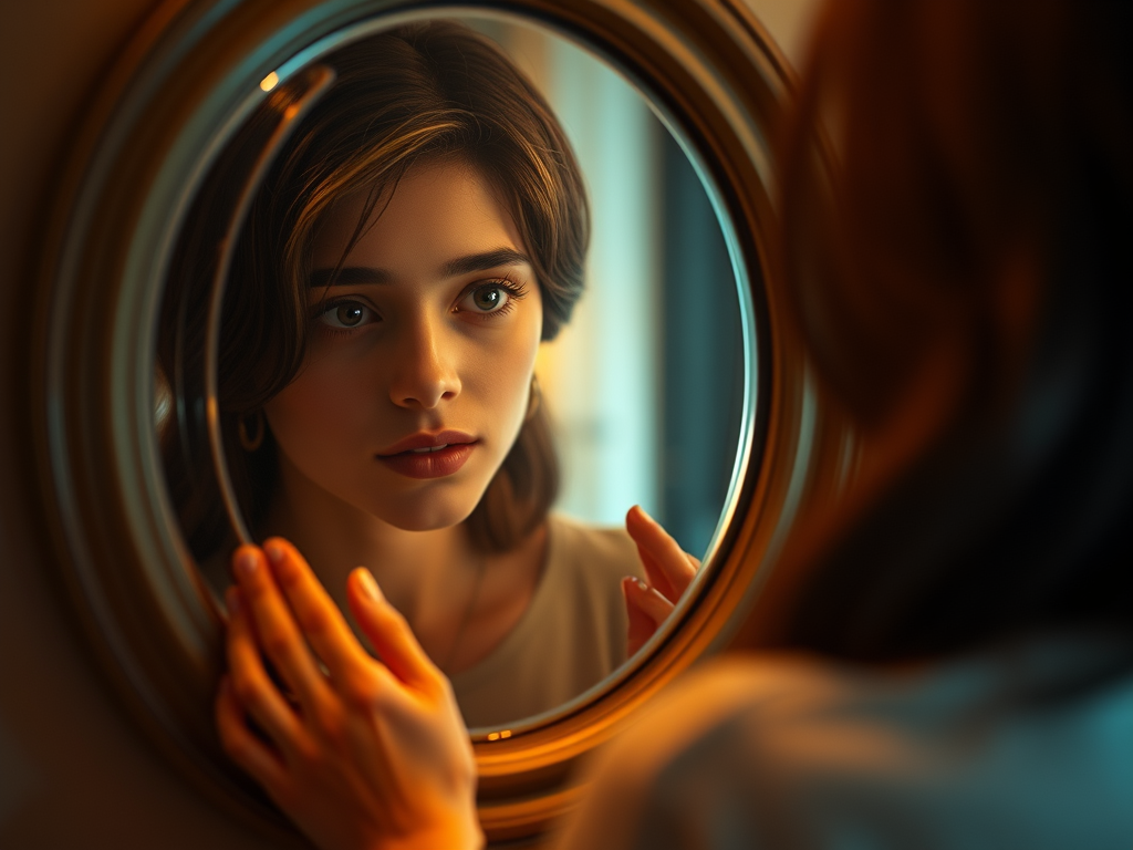 looking in a mirror