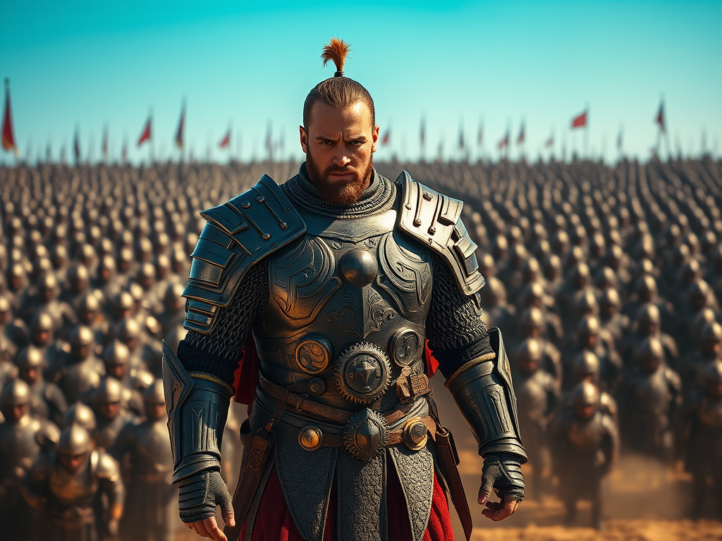 Warrior in front of an army