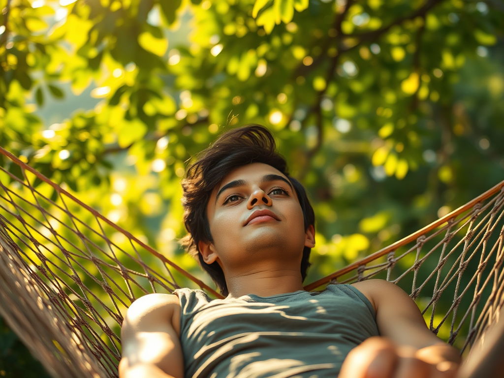 someone resting on a hammock 
