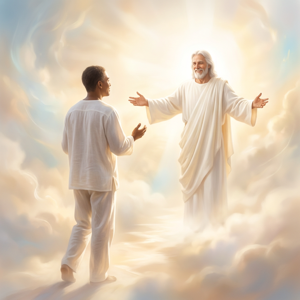 Spiritual reunion in heavenly light – Drink of Jesus