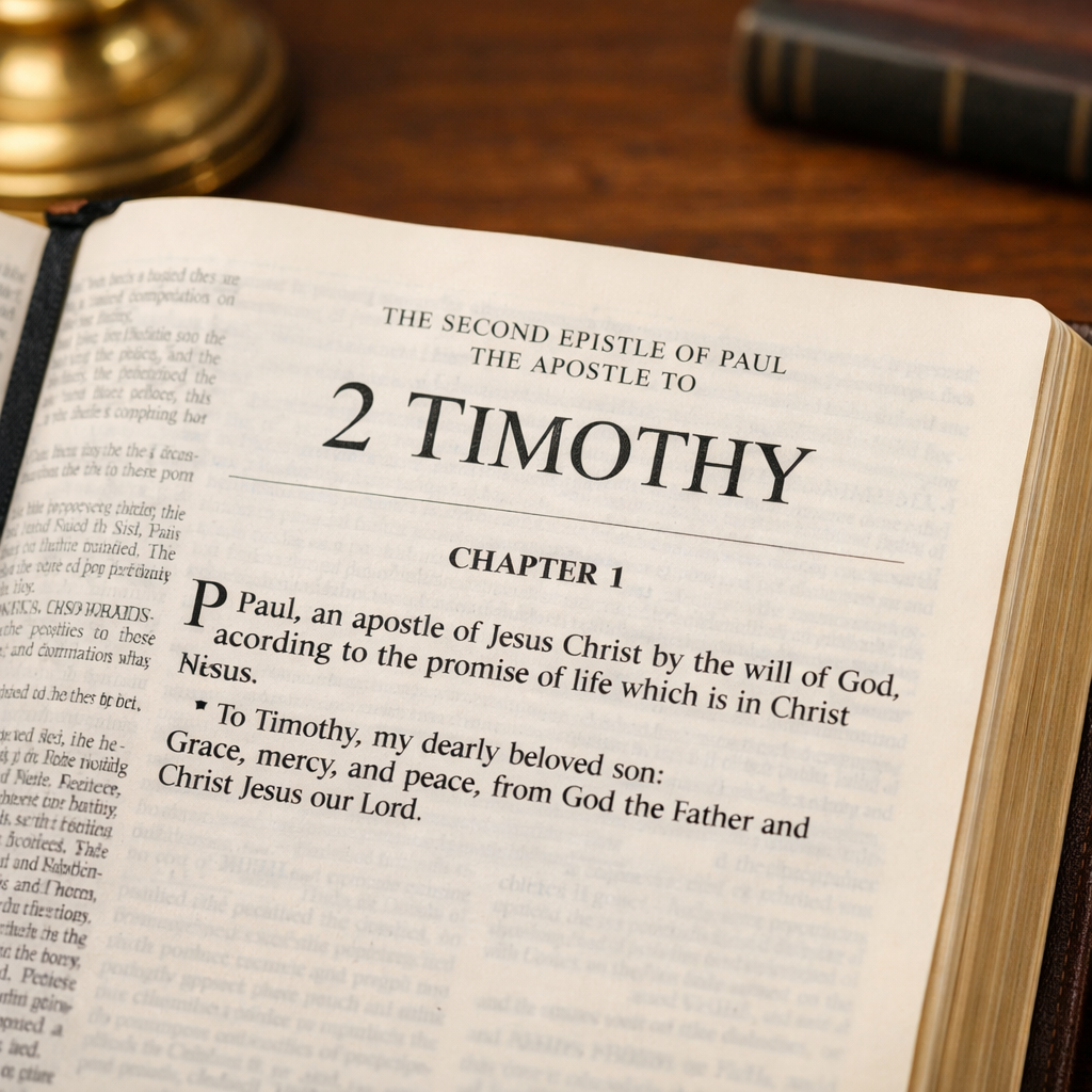 Bible open to 2 Timothy chapter 1 – Drink of Jesus